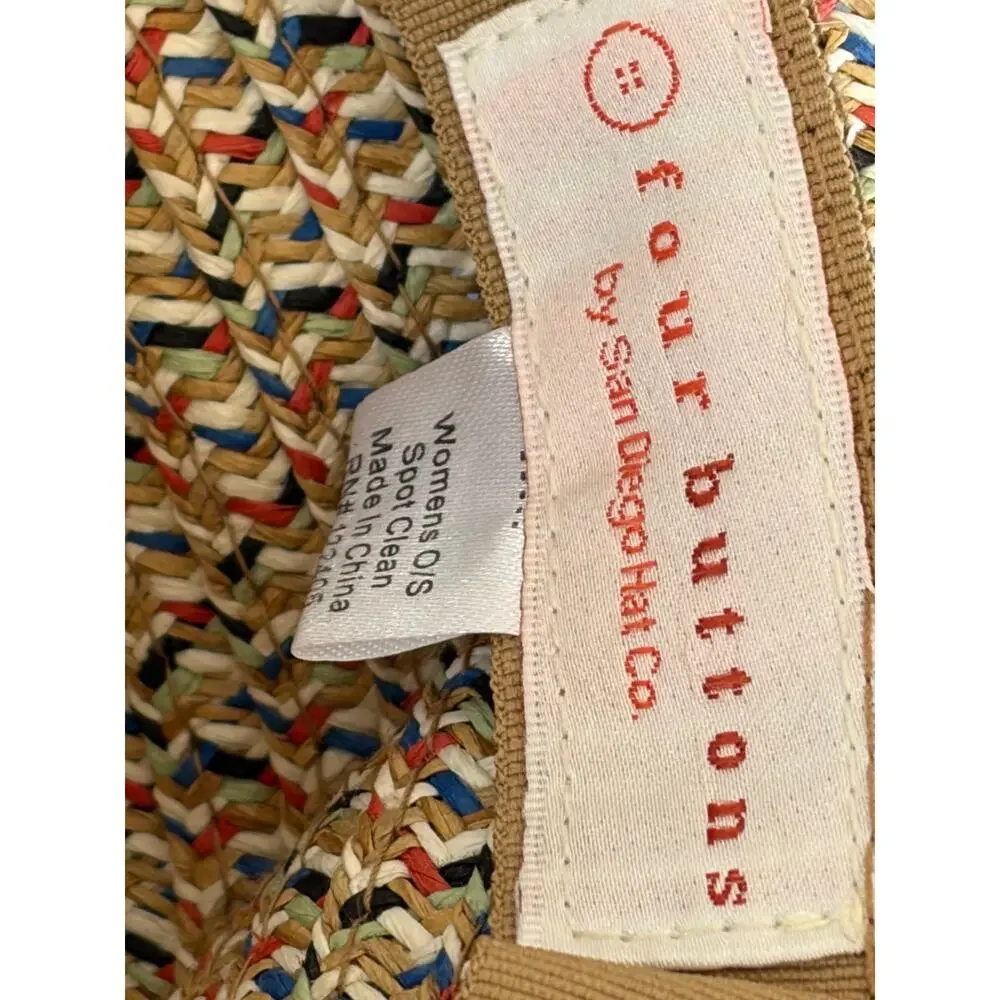 Four Buttons Hat San Dego Hat Co. Beach Floppy Wide Brim Staw Weave Hat‎